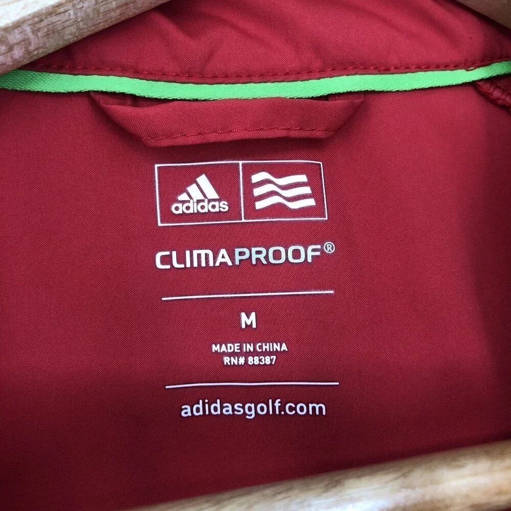 Adidas Golf Men's ClimaProof Windbreaker Pullover Jacket M Red Outdoor Sports